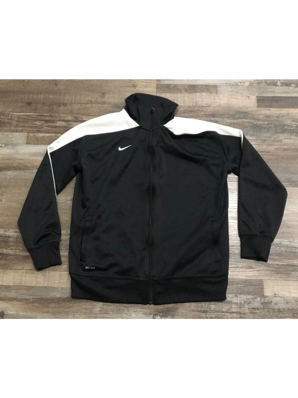Nike Dri Fit Mens 2XL Black & White Full Zip Track Jacket